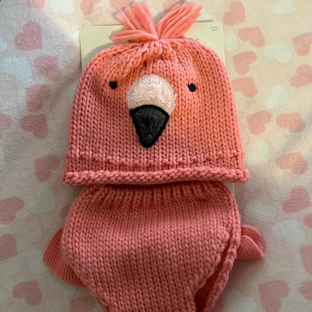 Crochet Flamingo Newborn Hat and Diaper Cover
